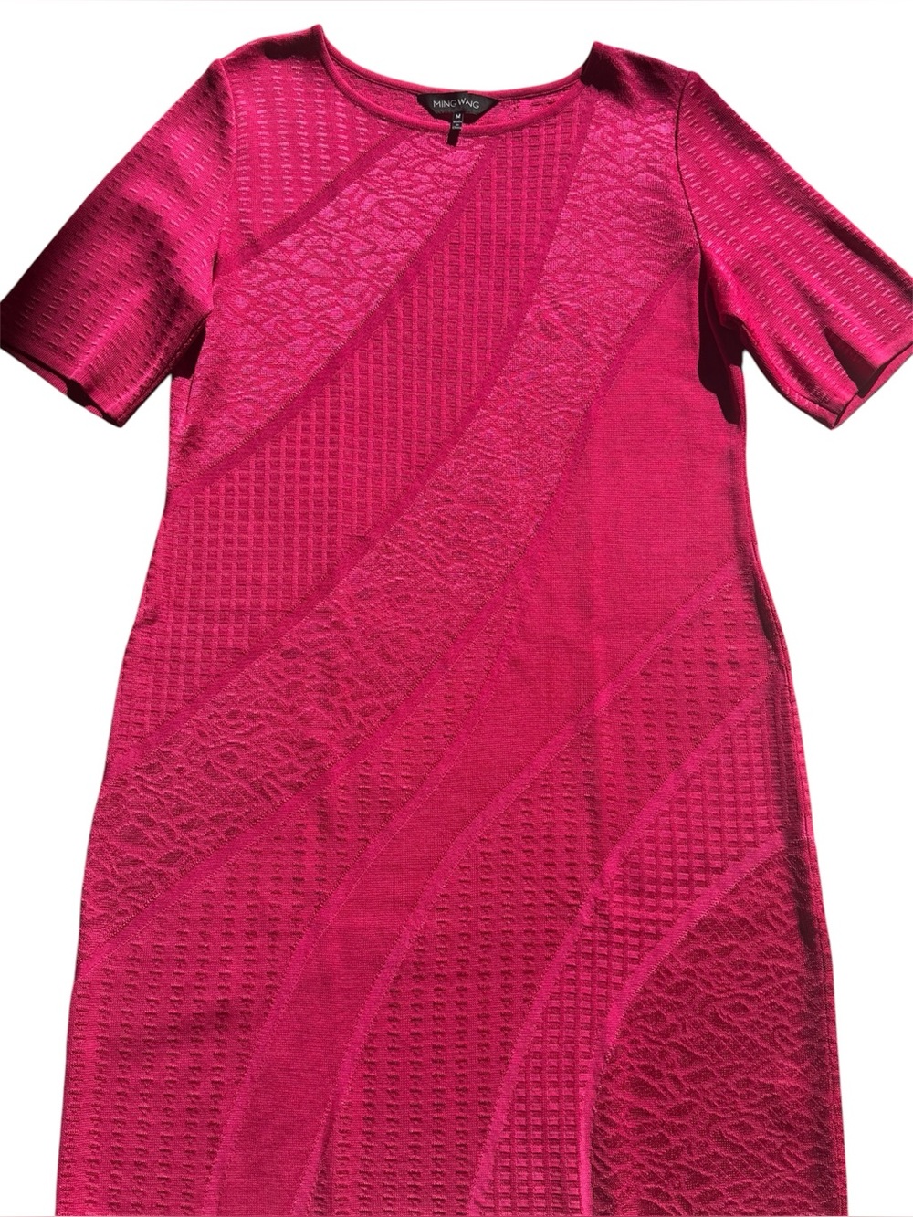 Ming Wang Vibrant Hot Pink Textured Knit Top